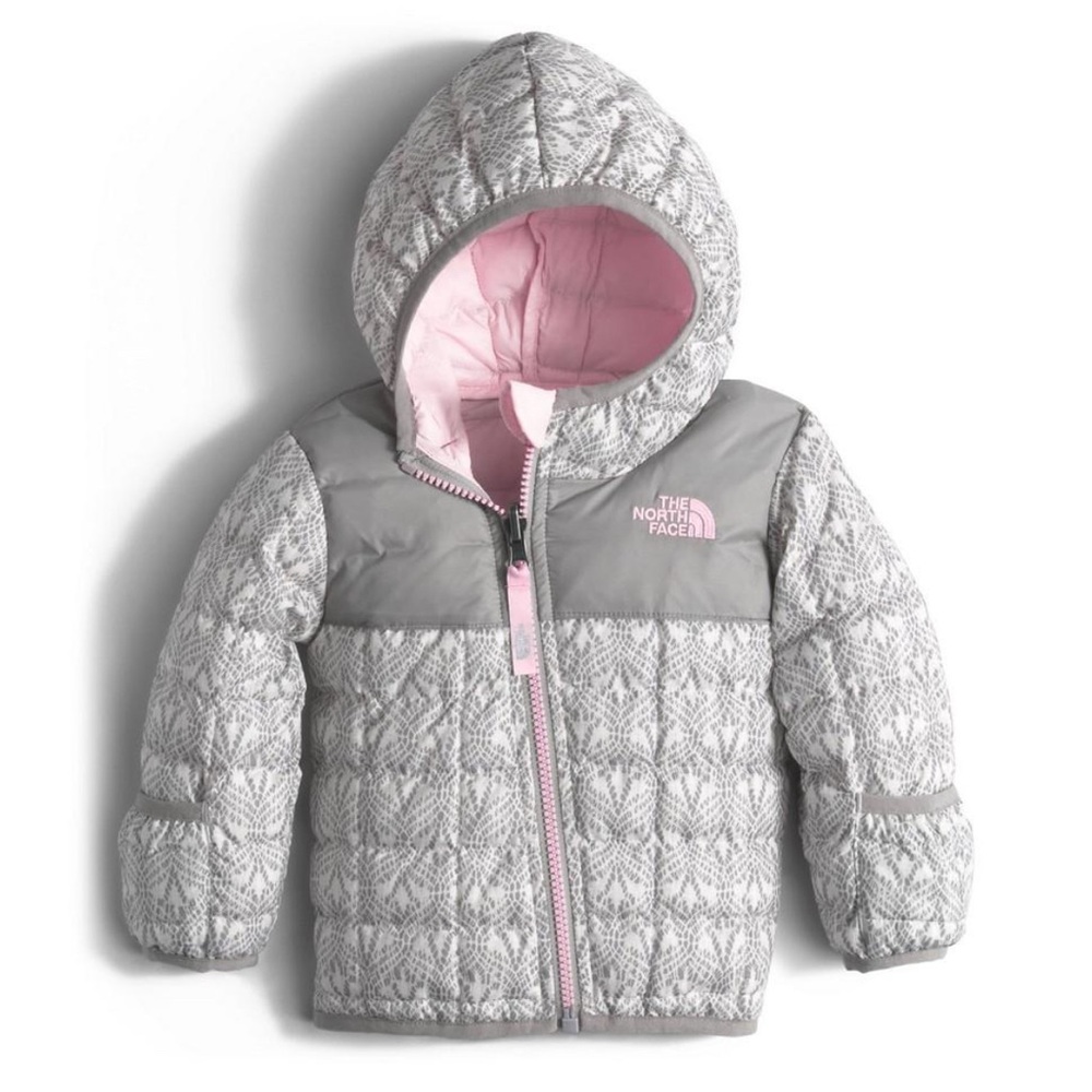 The North Face Kids Gray and Pink Puffer Jacket